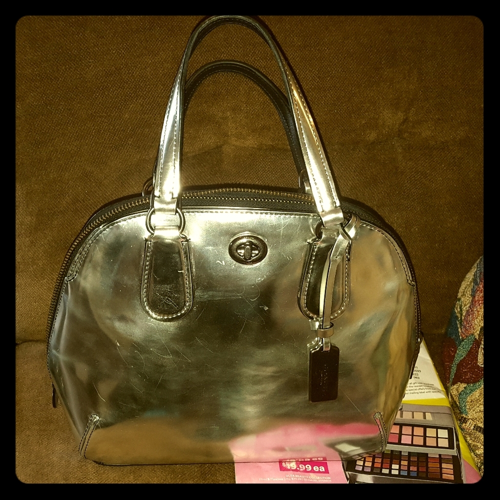 Stunning little silver coach bag!